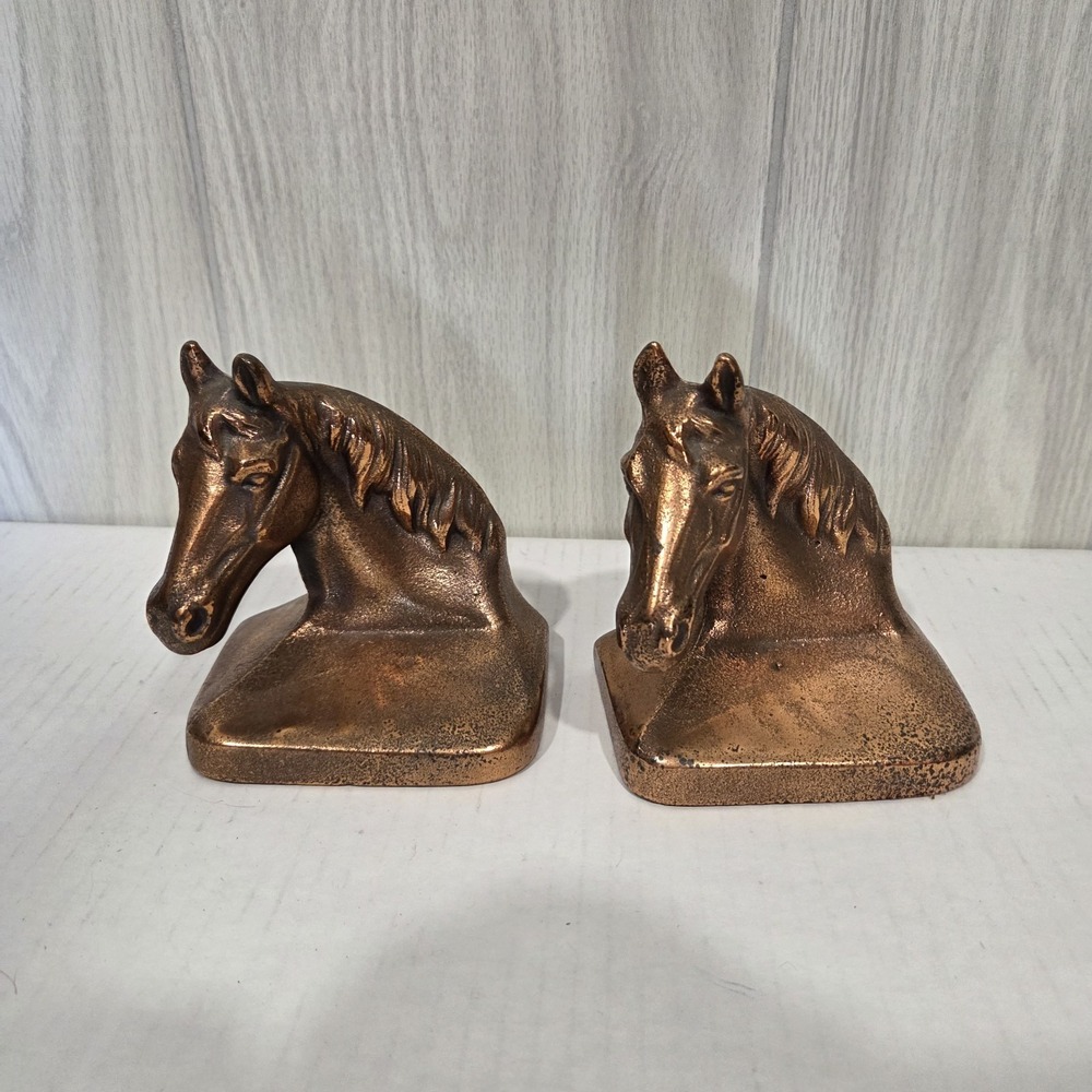 Philadelphia Manufacturing Co PMC 88 Horse Head Bookends Bronze Brassed
